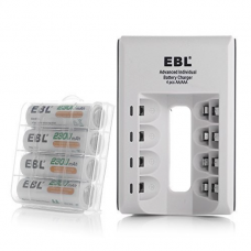 EBL AA AAA Rechargeable Battery Charger with 4Pcs AA Rechargeable Batteries [I]