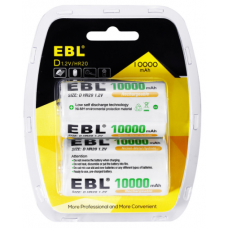 D Size 10000mAh Rechargeable Batteries 2 Pack EBL [H]