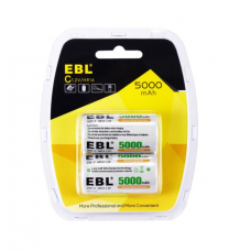EBL C Size 5000mAh Rechargeable Batteries 2 Pack [H]