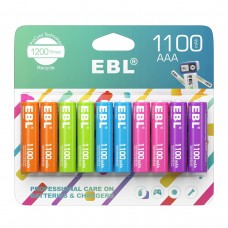 EBL Rechargeable AAA Batteries 1.2V NiMH Pre-Charged Triple A Battery 1100mAh New Retail Package EBL 10 Count [I]