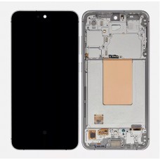 Original Samsung Galaxy S24 FE LCD Touch Screen With Frame (Silver) Screen Replacement [BA]