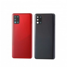 Samsung Galaxy A31 Back Cover with Camera Lens Rear Door Housing Case Chassis Panel Replace Prism Crush Black / Prism Crush Red [BF]