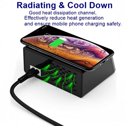 E-sun 60W Multi Port Station de charge 6 Port USB Type-C PD Charger QC3.